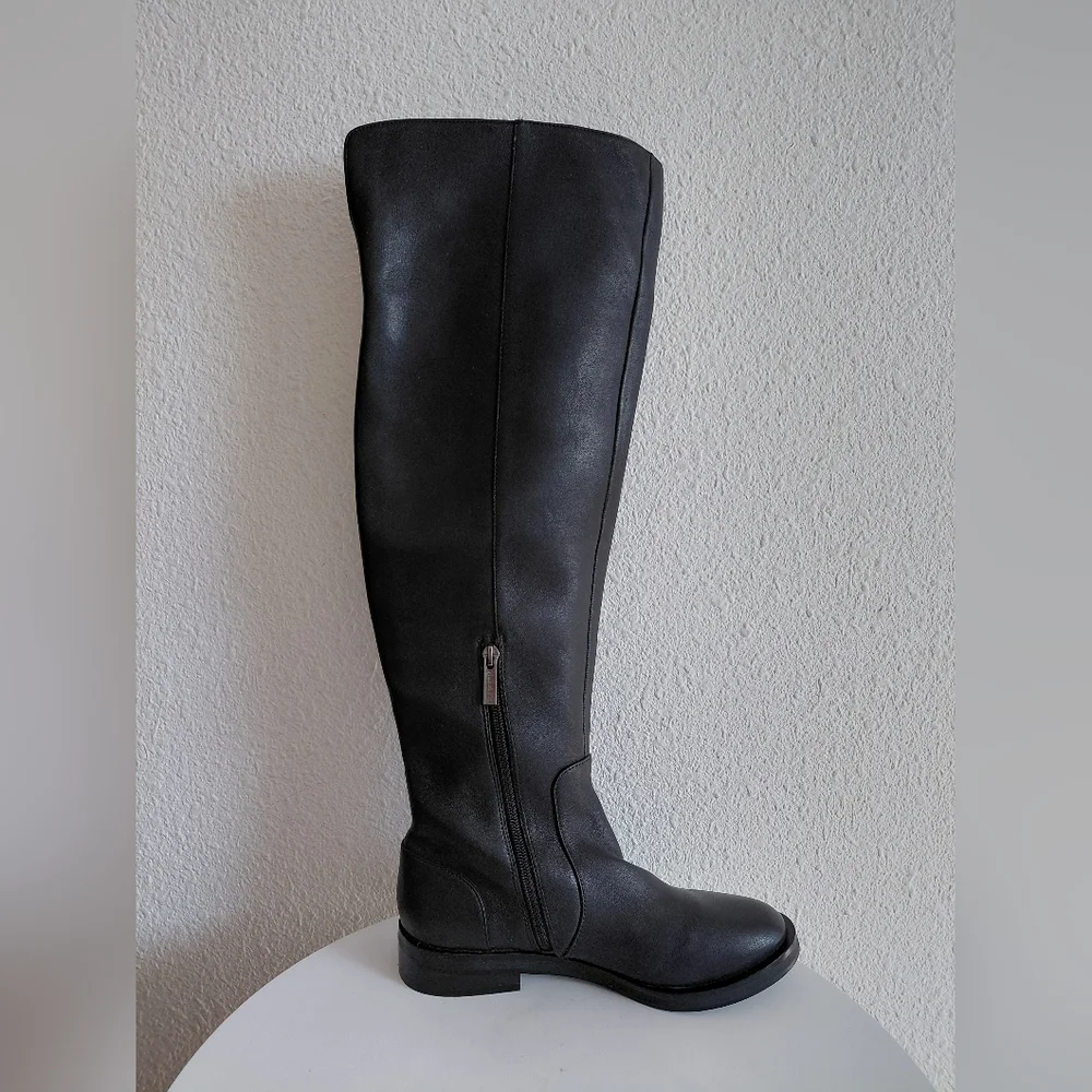 Giani Bini Womens Overs The Knee Riding Black Leather Boots